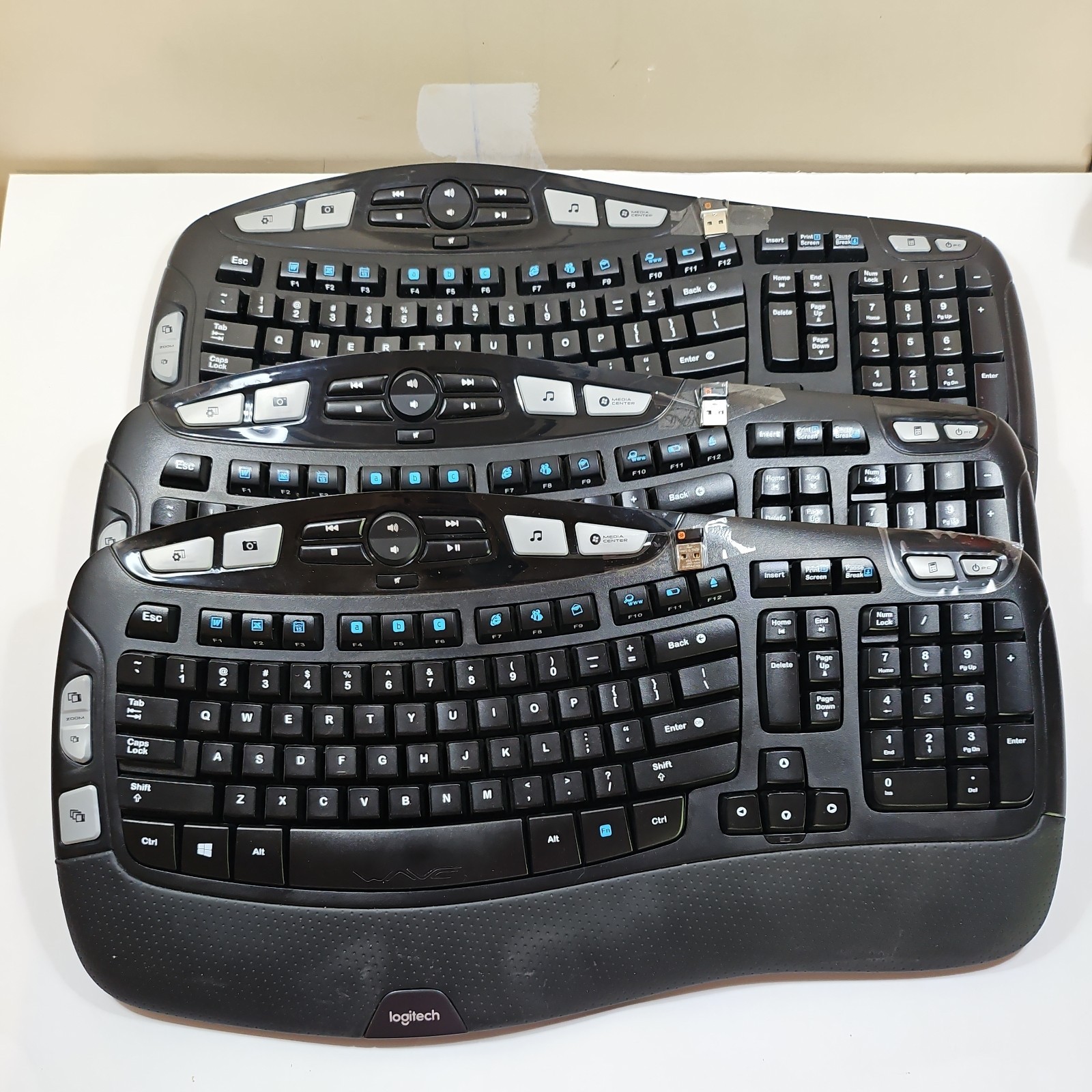 Logitech K350 Wireless Ergonomic Keyboard Bundle 3-Pack w/ USB Receivers