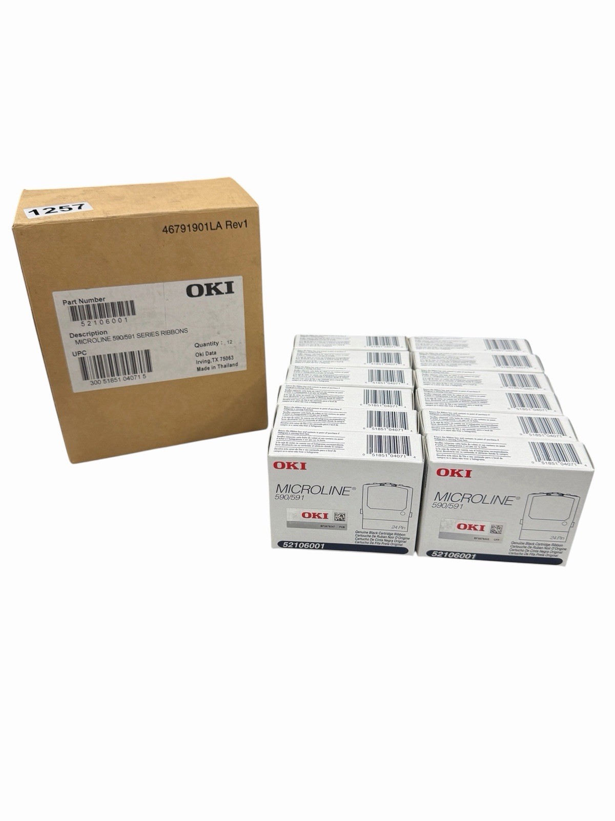 OKI Microline 590/591 Genuine Black Cartridge Ribbon 52106001, Lot of 12, NEW