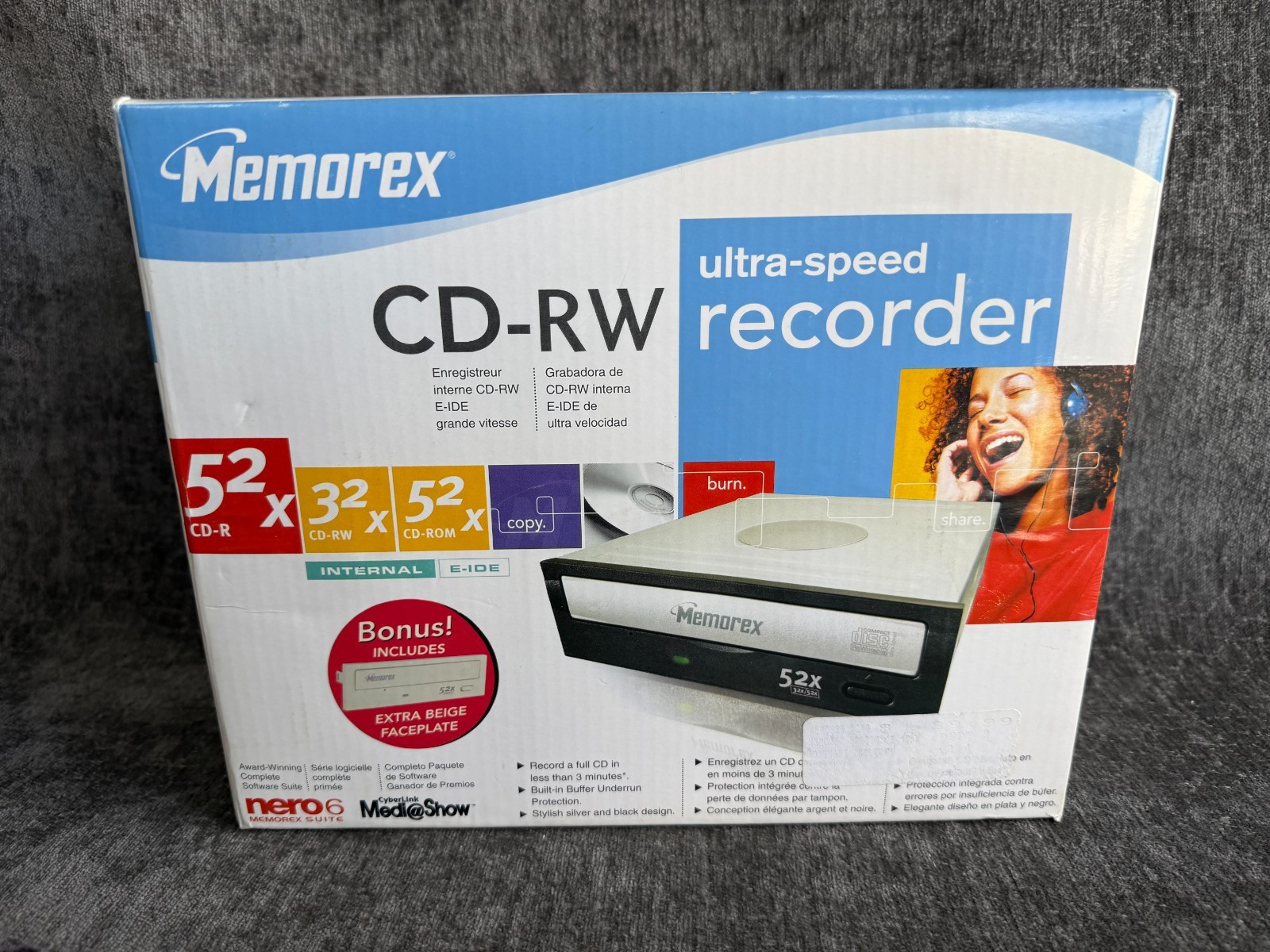 Memorex Ultra-Speed 52x32x52 Internal E-IDE CD-RW Recorder Drive Sealed Box