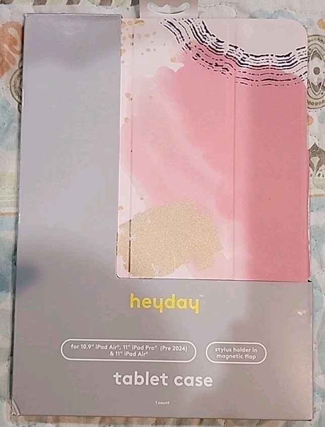 NEW Heyday iPad Air 10.9 11 Pro Case Pink Marble Tri-Fold Stylus Holder