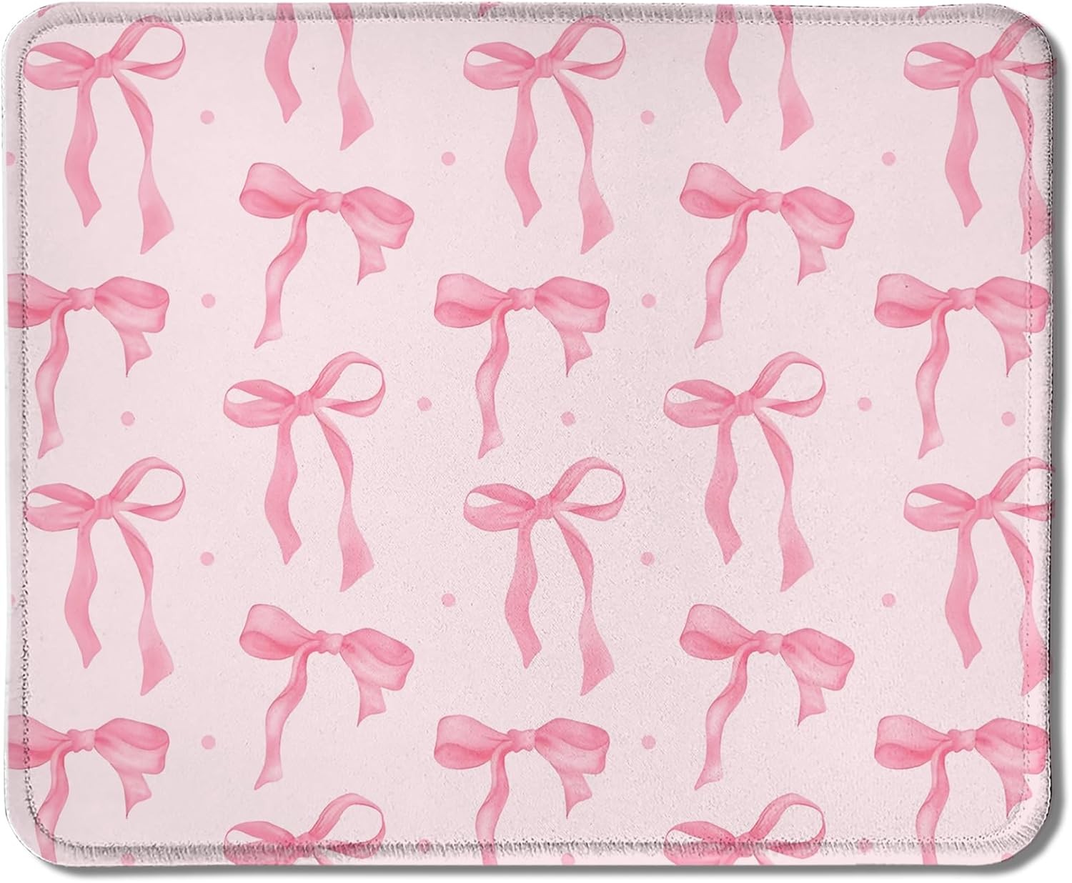 9.5x7.9 Inch Cute Coquette Pink Bow Aesthetic Mouse Pad with Rubber Base