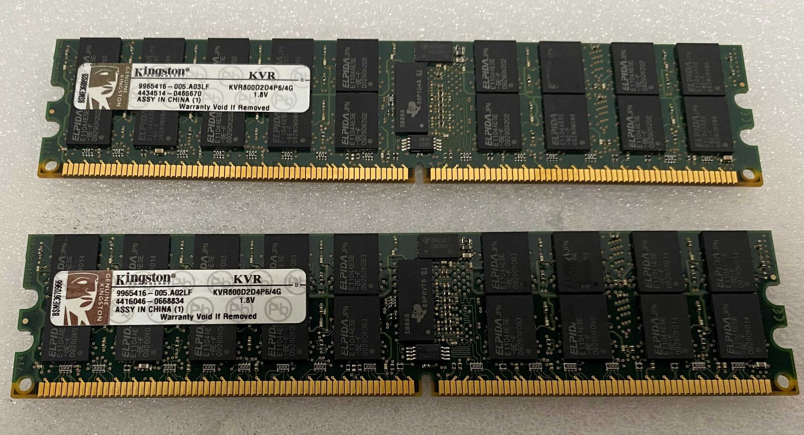 (2x 4GB) 8GB Kingston KVR800D2D4P6/4G ECC RDIMM Server Memory