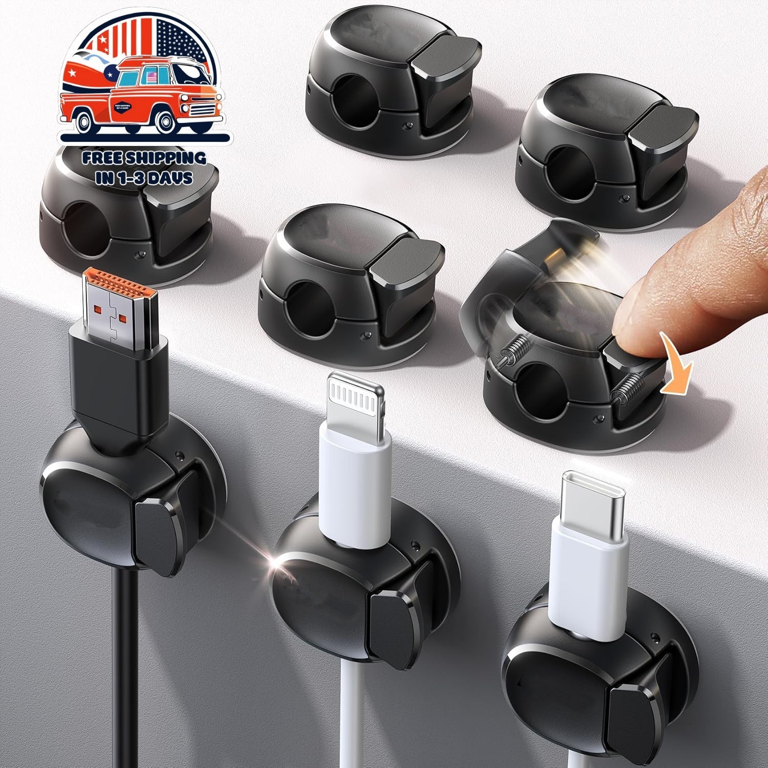 Clips Para Cables Organizador De Cables Con Resorte Paquete De 8 Clips Compactos