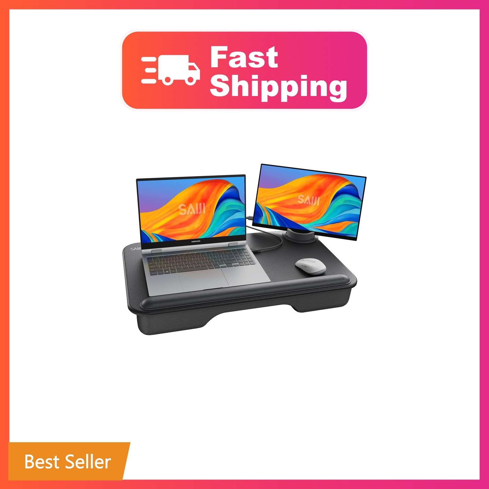 SAIJI Laptop Lap Desk with External Monitor Holder Fits Up to 17" Laptops | L...