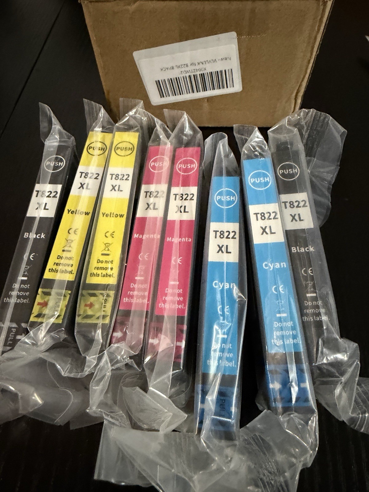T822XL Yellow Magenta Cyan Black Ink Cartridges New Sealed Printer Ink 8pk