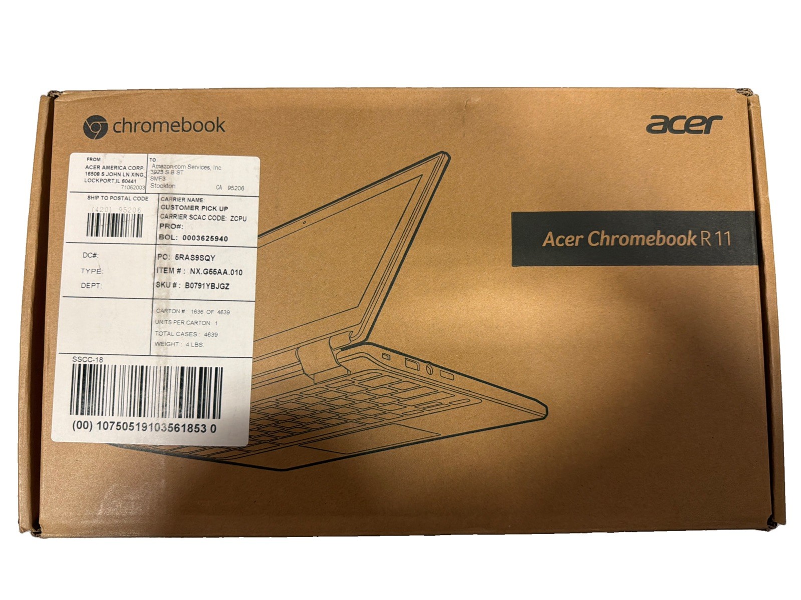 Acer Chromebook 11.6in LCD Touchscreen 2.48Ghz 4GB Laptop - Black