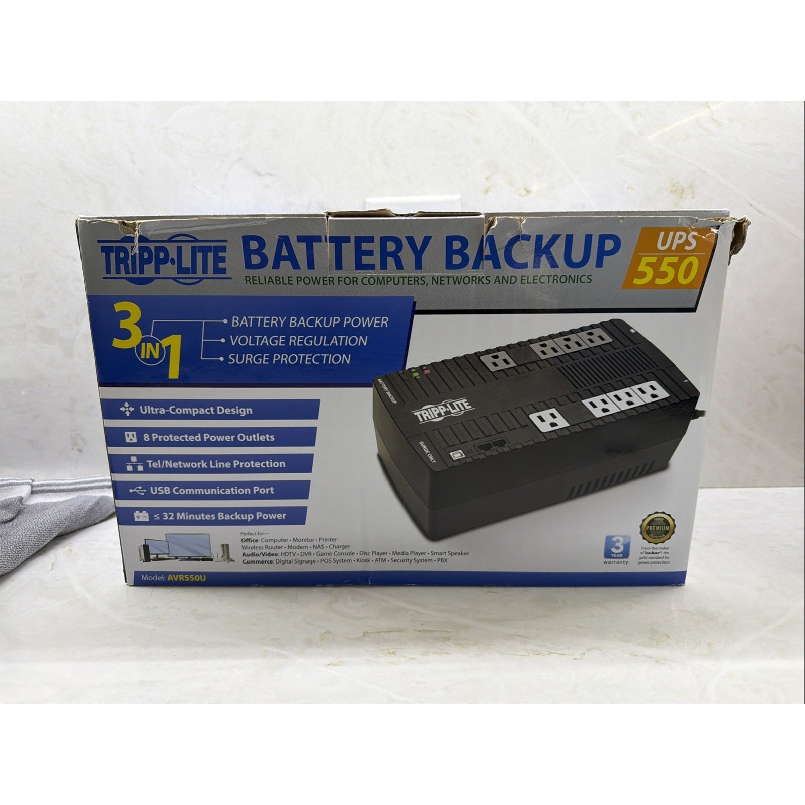 Tripp Lite AVR550U 550VA 300W Line-Interactive UPS New Open Box