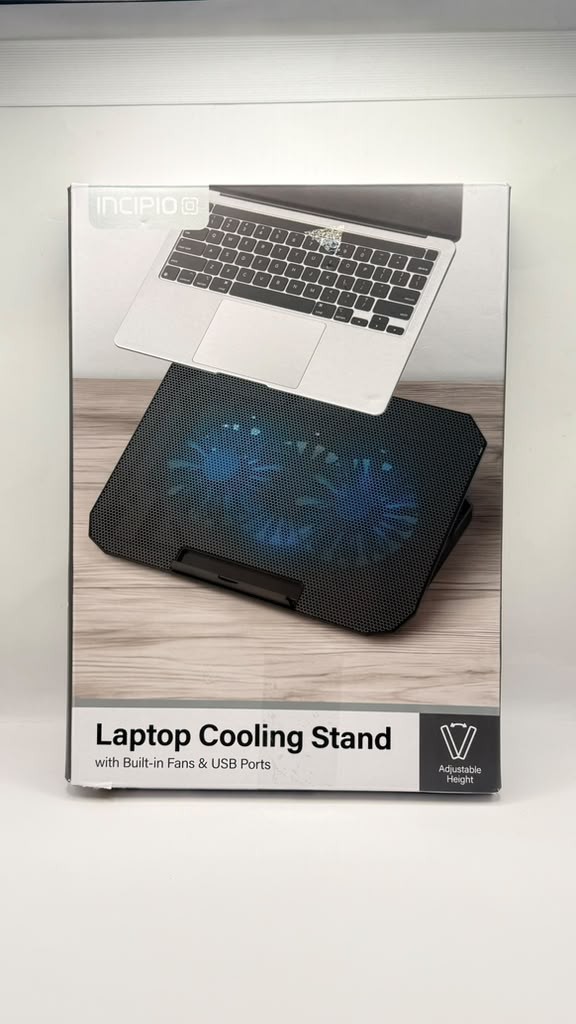 Incipio Laptop Cooling Stand Adjustable Height Dual Fans USB Ports Black