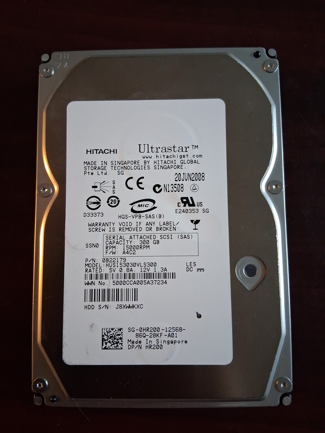 Hitachi Utrastar HUS153030VLS300 15K300 300Gb SAS-3.0Gbps 3.5-In Hard Drive 