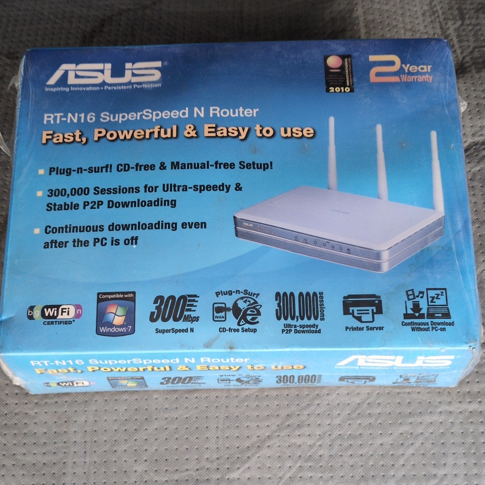 ASUS RT-N16 SuperSpeed N Wireless Router 300 Mbps, 4-Port, USB, White
