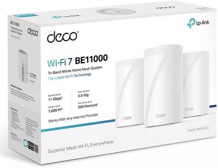 Brand  3 Pack TPLink Deco BE11000 WiFi 7 TriBand Whole Home Mesh System G1N