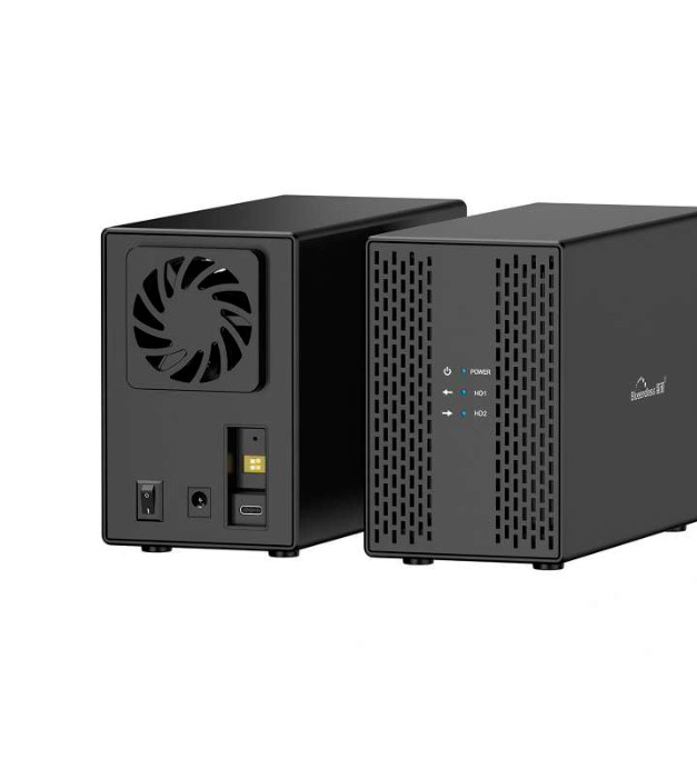 External 2.5/3.5 SATA HDD/SSD Aluminum Case 2 Bay Hard Disk Enclosure with Fan