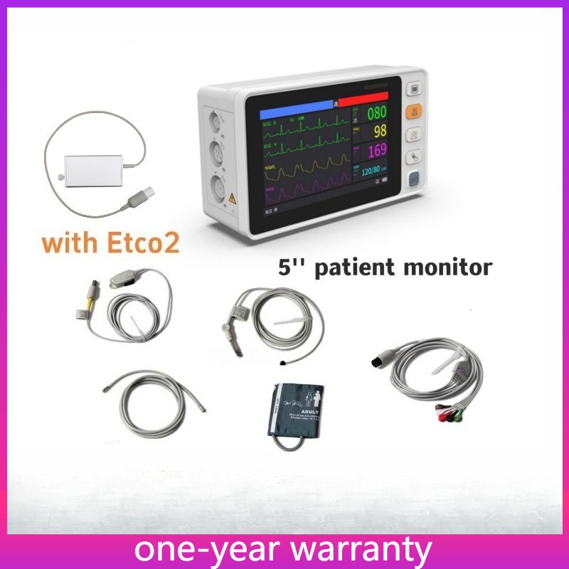 Portable Vital Signs Patient Monitor 5" Etco2 ECG NIBP SpO2 Pulse Rate New