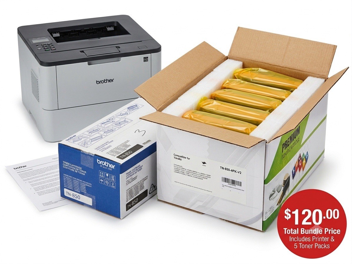 5-Pack Brother TN-850 High-Yield Black Toner Cartridge Lot