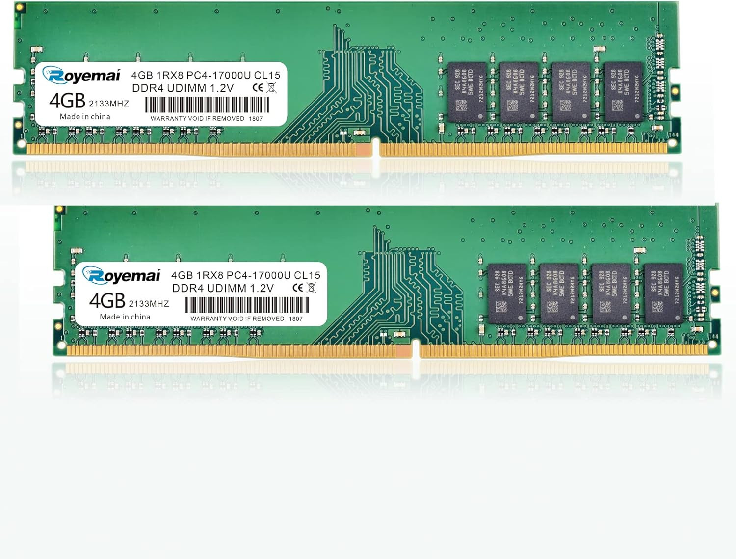 8GB DDR4 17000U PC4 2133 2X4GB UDIMM, Ddr4-2133Mhz PC4-17000 CL15 1Rx8 1.2V Non-