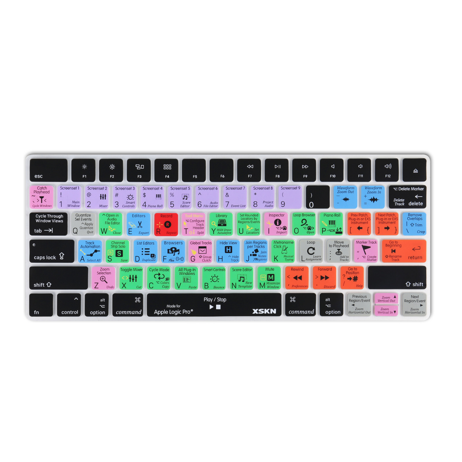XSKN Logic Pro X Shortcuts Keyboard Cover for Apple Magic Keyboard A1644 US/EU