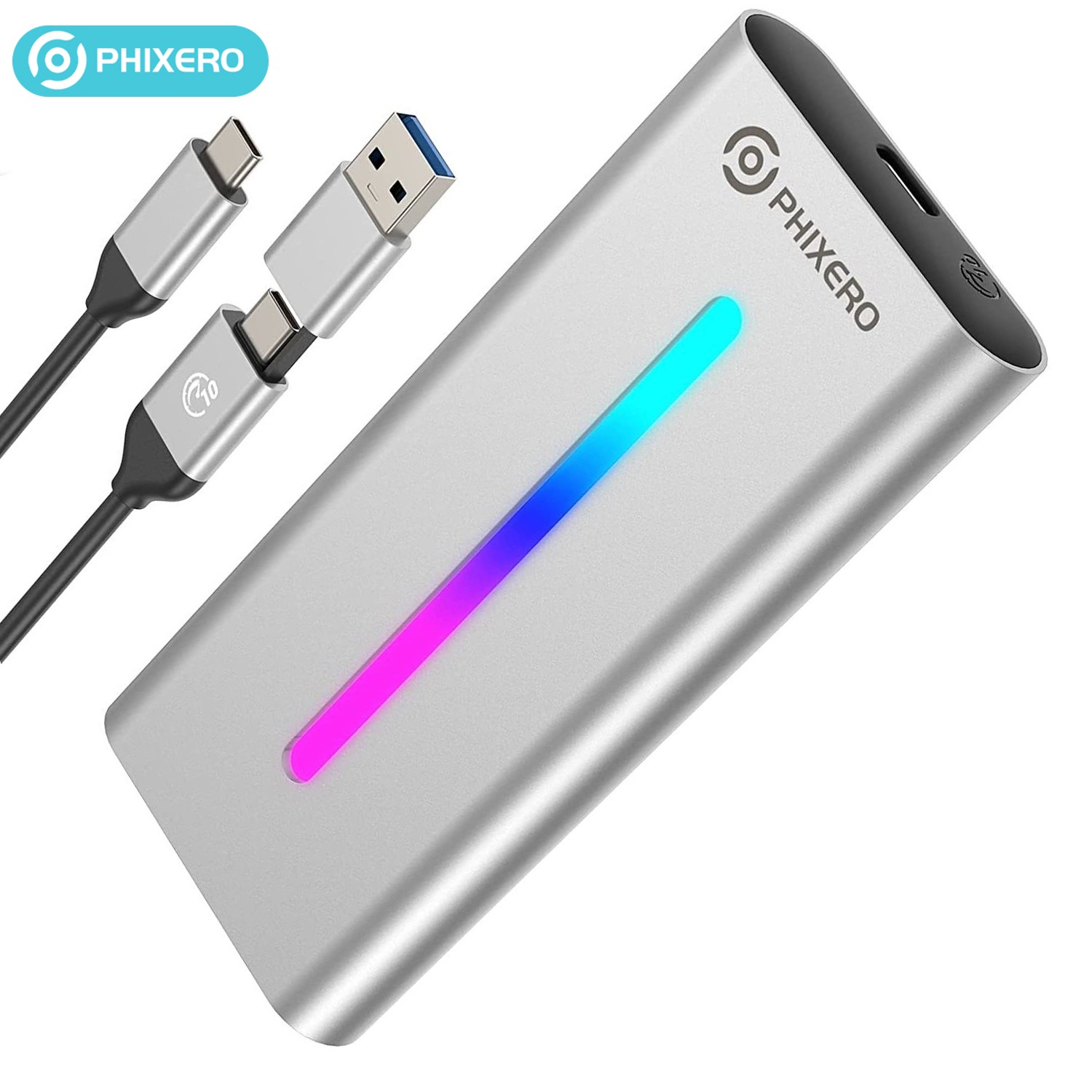 10Gbps M.2 NVMe Enclosure Hard Drive Aluminum USB 3.2Gen2 SSD Enclosure RGB