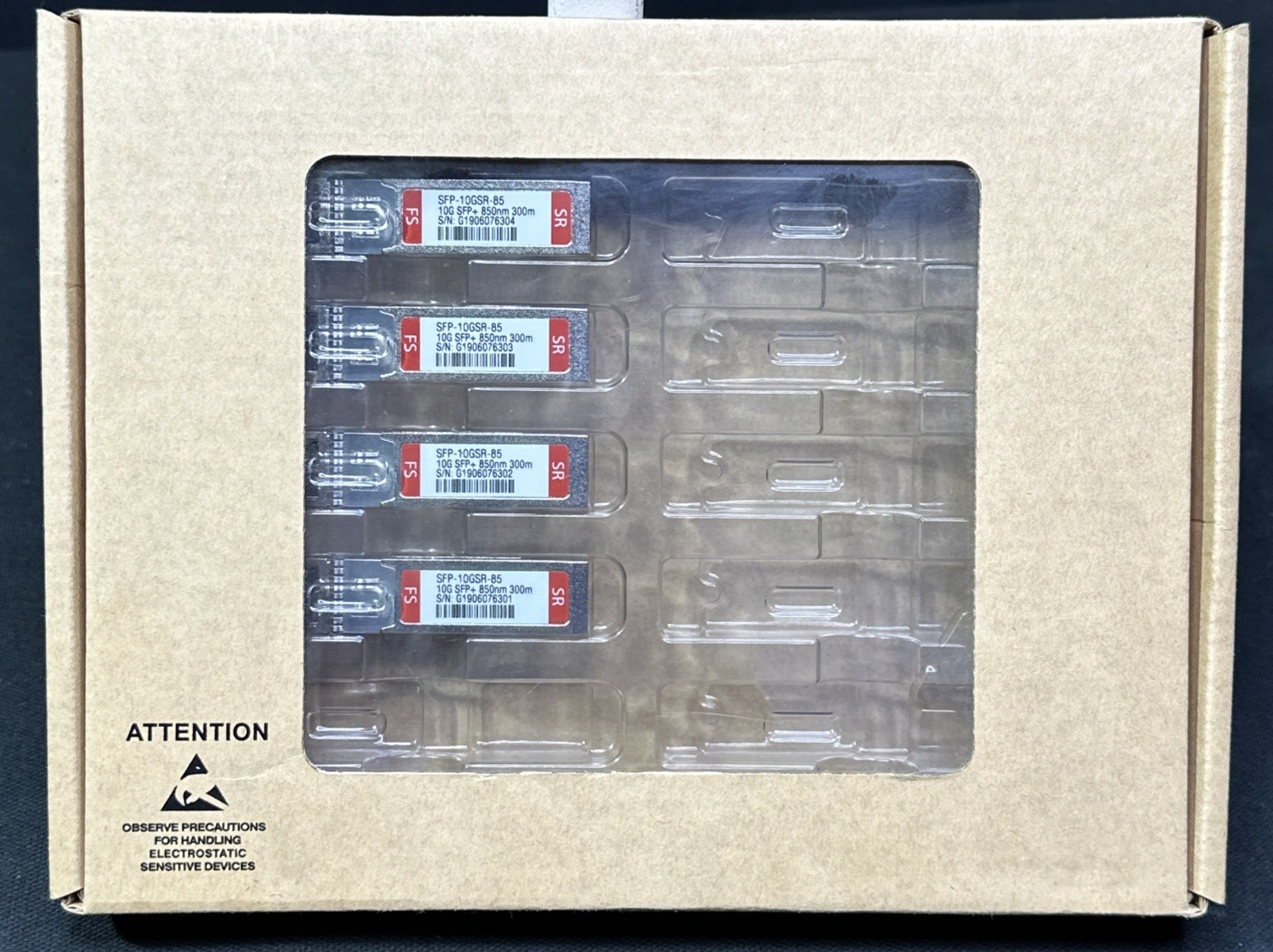 FS SFP-10GSR-85 10G SFP+850nm 300m DOM Transceiver Module Lot Of 4
