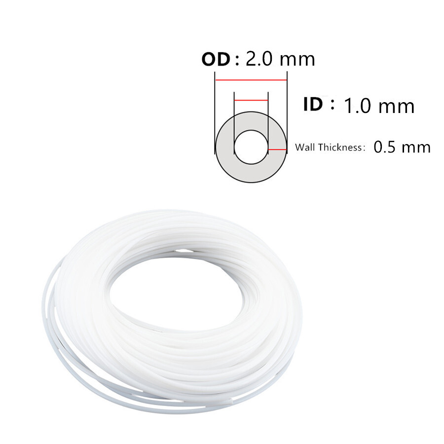 1M 2M 5M PTFE / Teflon Tubing / Pipe 2 mm od x 1 mm  id