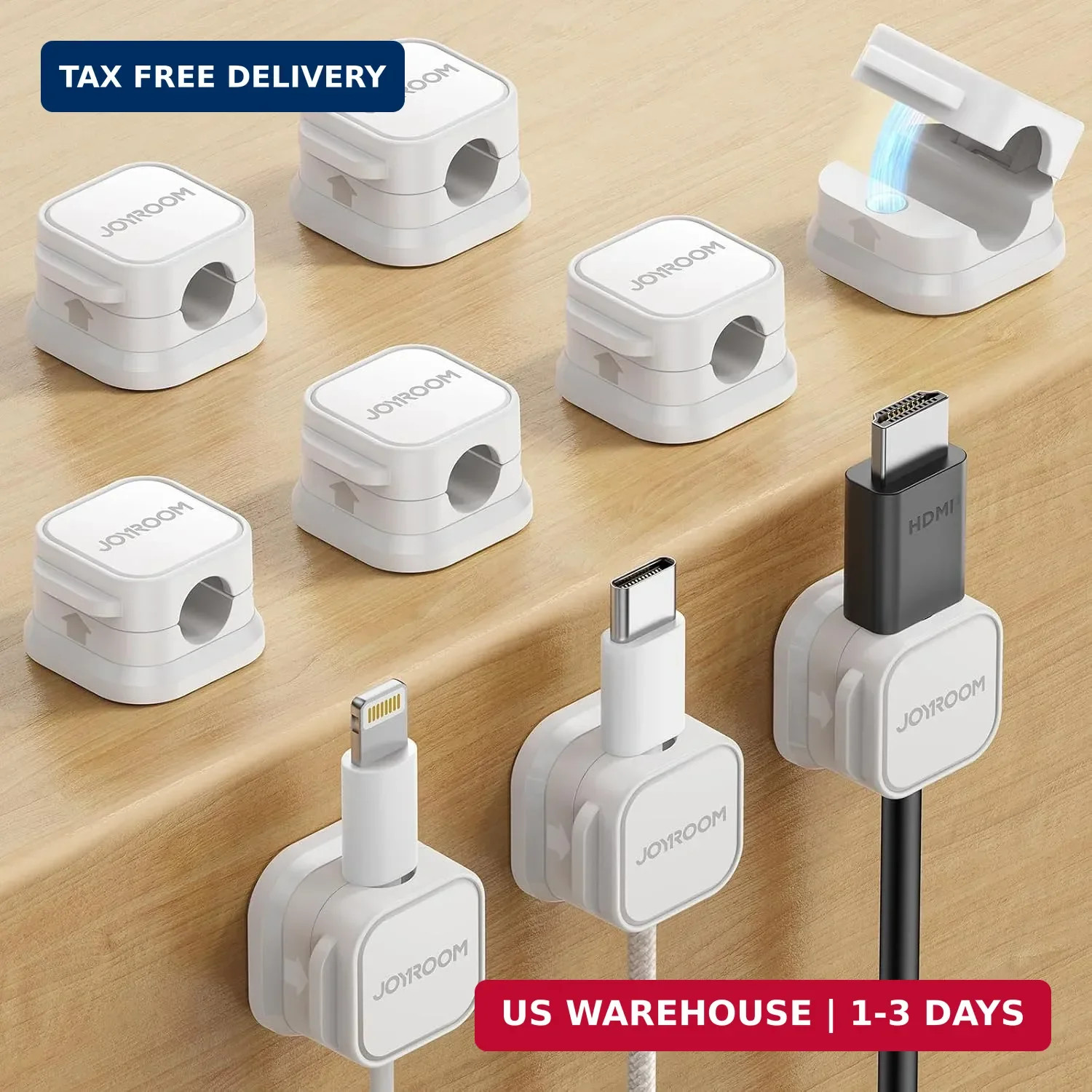 JOYROOM 9 Pack Magnetic Cable Clips, Cord Organizer Adhesive Wire Holder