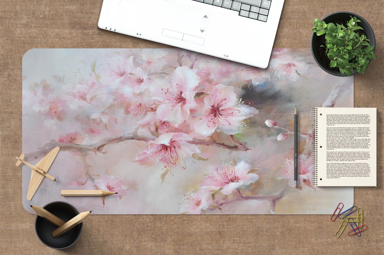 3D Pink Peach Blossom 6468 Non-slip Office Desk Mouse Mat Keyboard Game