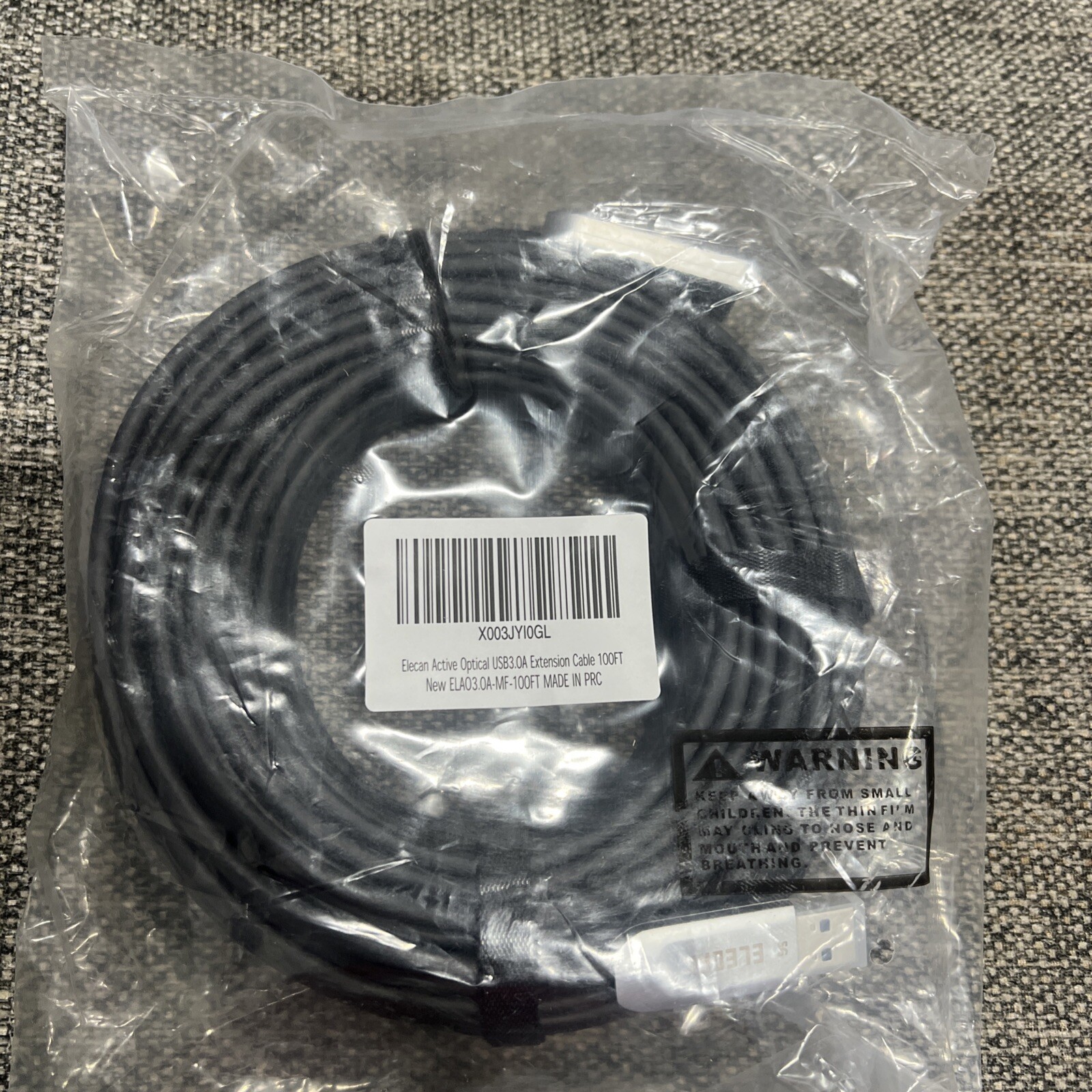 Elecan Active Optical USB 3.0 Extension Cable 100 FT Fiber Optic Type A Male ...