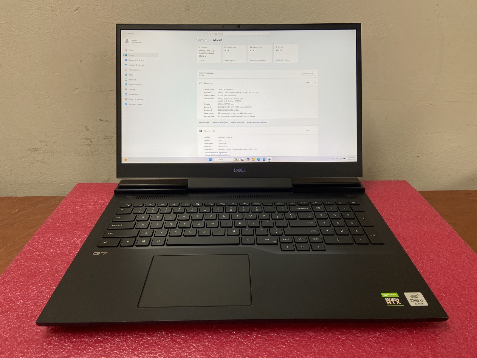 Dell G7 7700 17.3" i7-10750H 16GB RAM 512GB SSD Win 11 RTX 2070 *Read* - LP75A