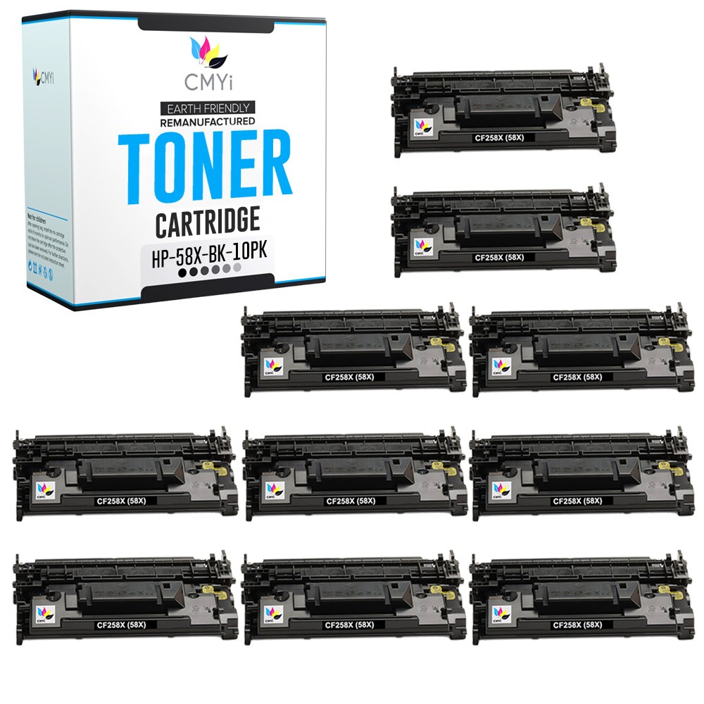 10-Pack CMYi Replacement 58X Combo Pack Toner for HP LaserJet Enterprise M406dn