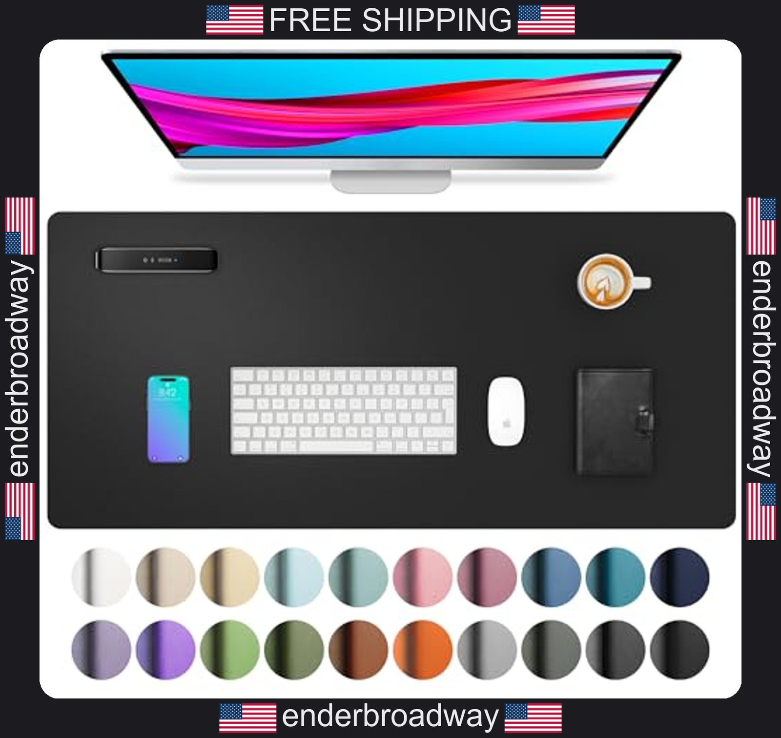 Aothia Non-Slip Waterproof PU Leather Desk Pad Protector for Mouse, Writing