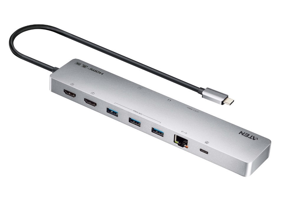 Aten 11-in-1 USB-C Multiport Dock with Power Pass-Through 2x HDMI 2x USB-C (1