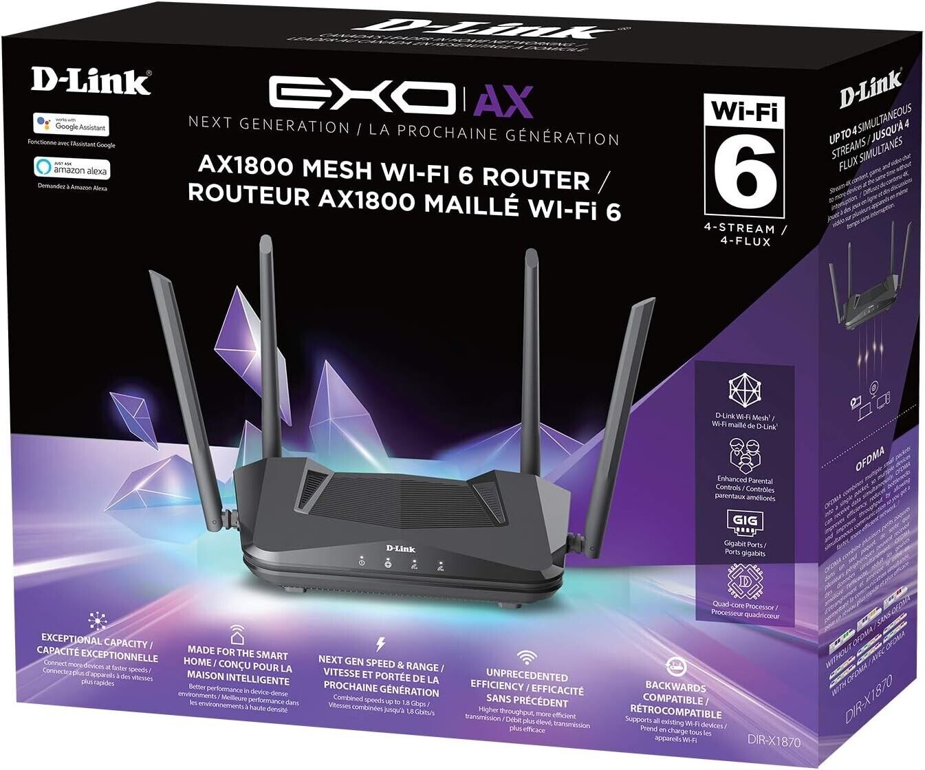D-Link AX1800 Mesh Wi-Fi 6 Router-4-Stream, Quad-core Processor, Dual Band