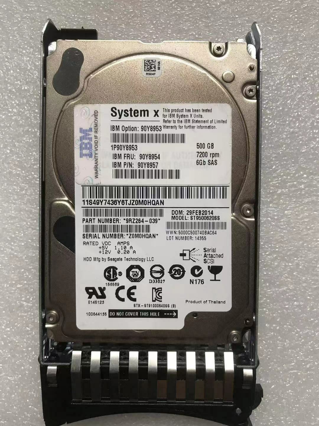 Compatible IBM 90Y8953 90Y8954 90Y8957 500GB 7.2K SAS 6G 2.5" NL G2HS HDD
