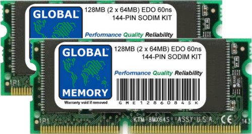 128MB (2 x 64MB) 60ns 144-PIN EDO SODIMM MEMORY RAM KIT FOR LAPTOPS/NOTEBOOKS