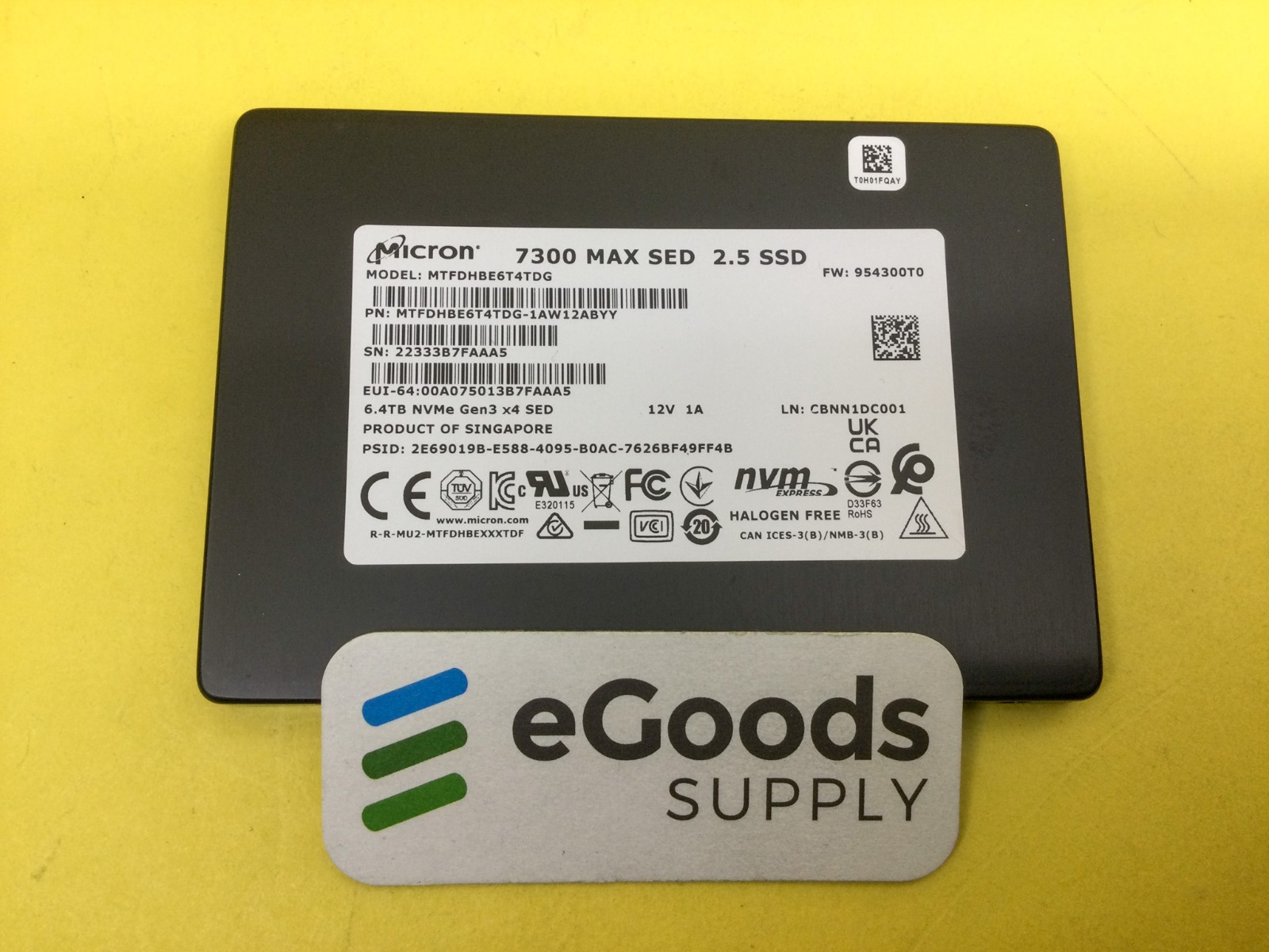 Micron 7300 MAX 6.4TB PCIe Gen 4x4 NVME U.2 2.5" SSD MTFDHBE6T4TDG