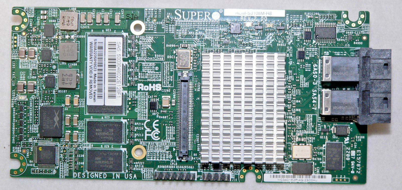 Supermicro Add-on Module AOM-S3108M-H8 Low Profile 12Gb/s Eight-Port SAS RAID