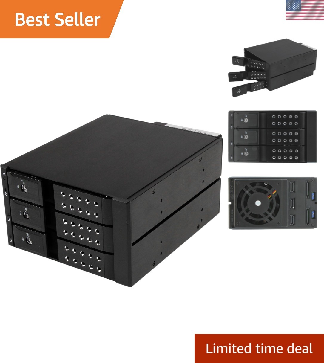 3-Bay Hot Swap Backplane for 3.5in SAS II/SATA III - 6 Gbps HDD - Aluminum Tr...