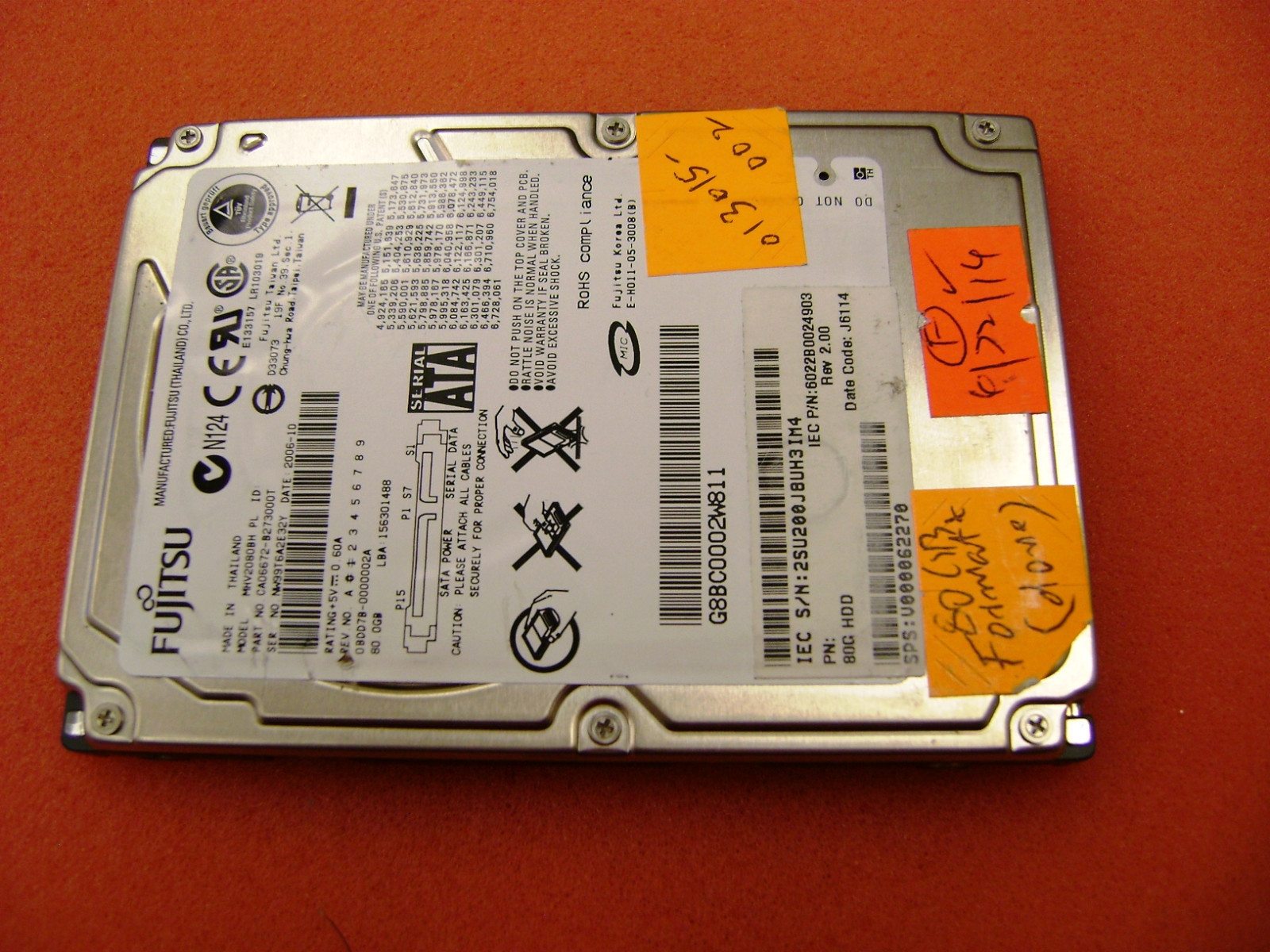 Toshiba Fujitsu 80GB MHV2080BH V000062270  2.5" 5400 RPM SATA Hard Drive