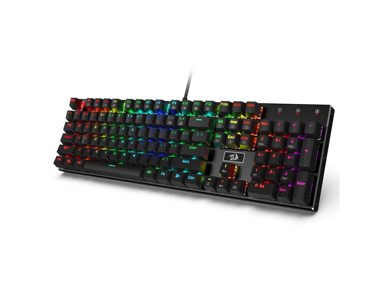 Redragon K556 RGB LED Backlit Wired Mechanical Gaming Keyboard, Aluminum Base, 1