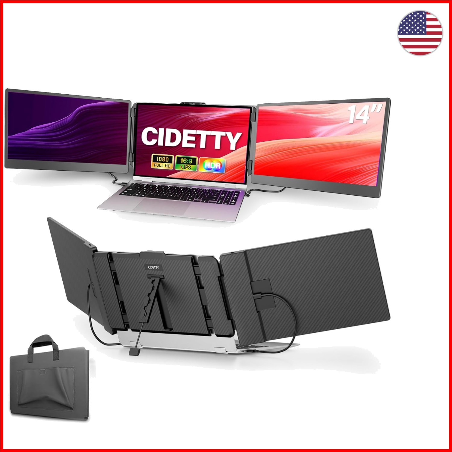 Plug-and-Play 14'' FHD IPS Monitor with Anti-Glare for On-the-Go Professionals