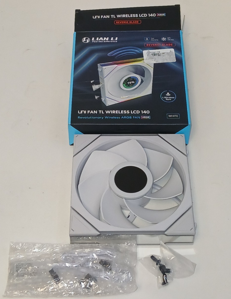 Untested Lian Li TL Wireless 140 LCD - REVERSE  - White - COMPLETE  (READ)