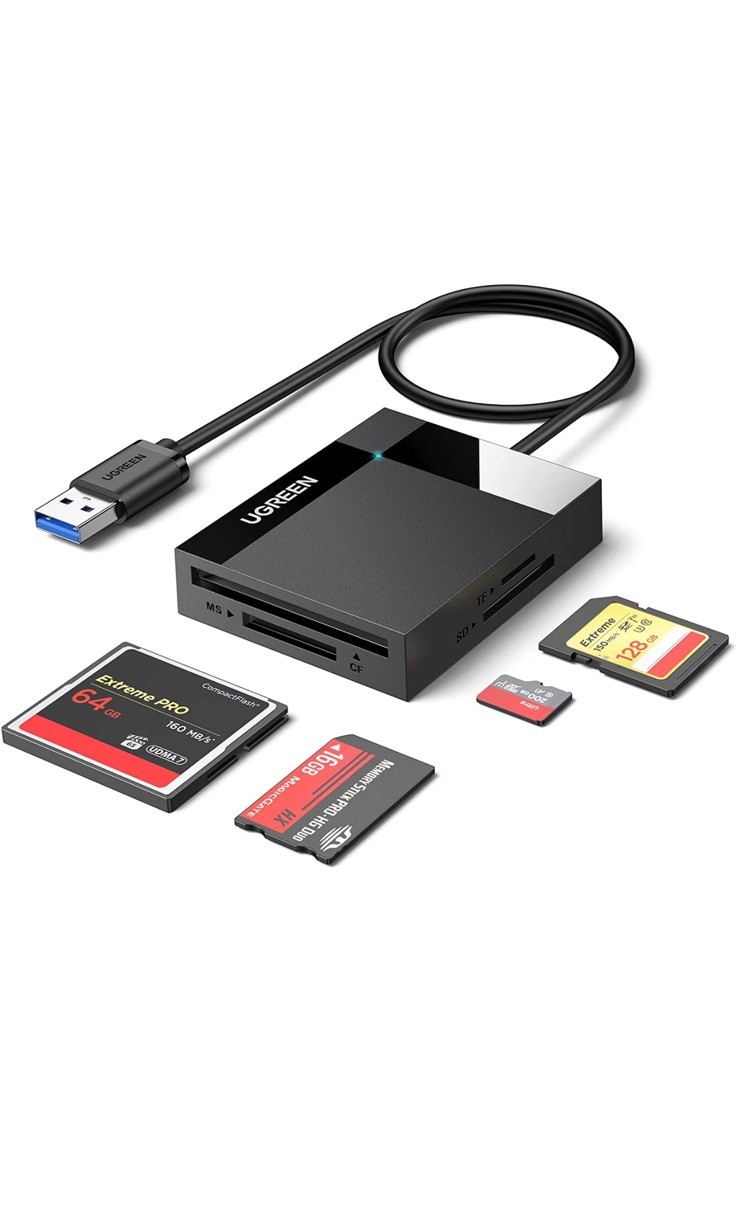UGREEN SD Card Reader USB 3.0 Card Hub Adapter 5Gbps Read 4 Cards