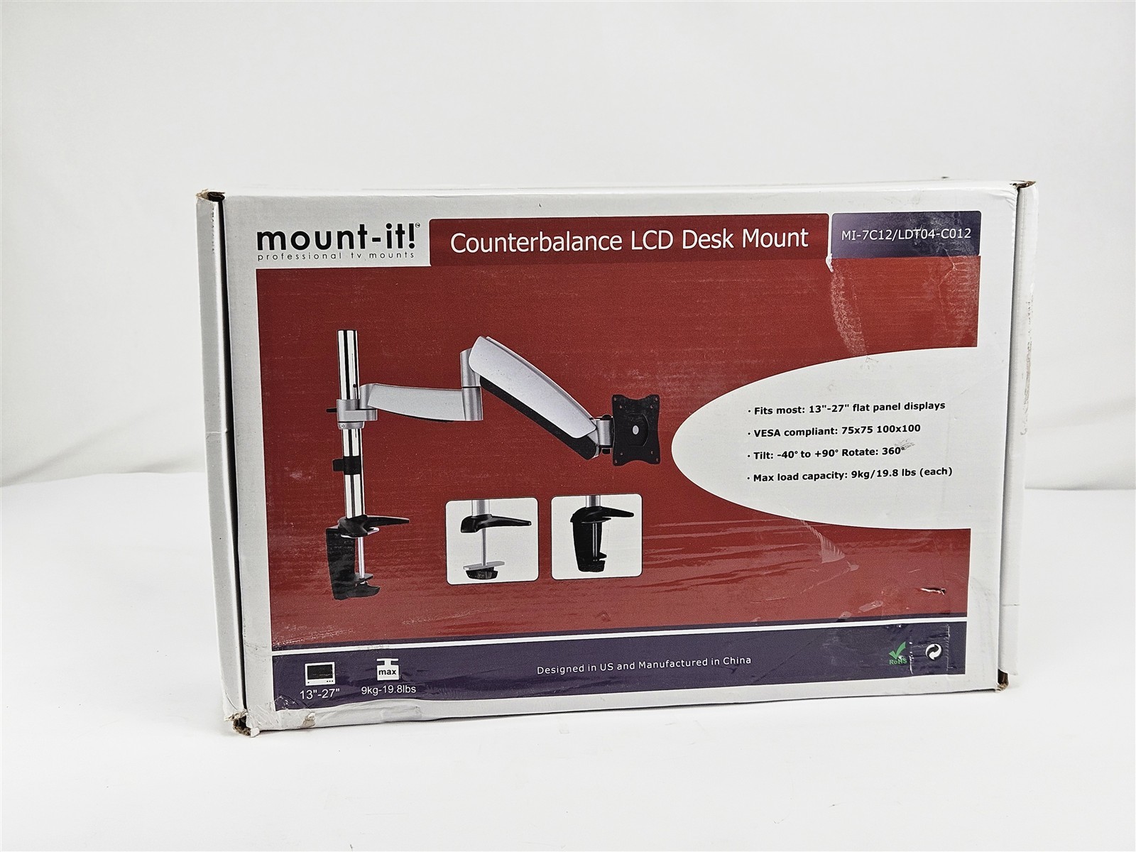 Mount It MI 7C12 Counterbalance LCD Desk Arm Fits 17 32 Monitors Silver