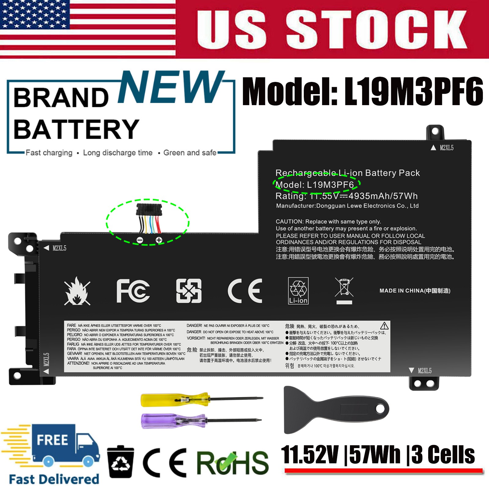 ✅For Lenovo Battery Ideapad 5-15IIL05 5-15ARE05 5-15ITL05 L19M3PF6 L19D3PF3 FAST