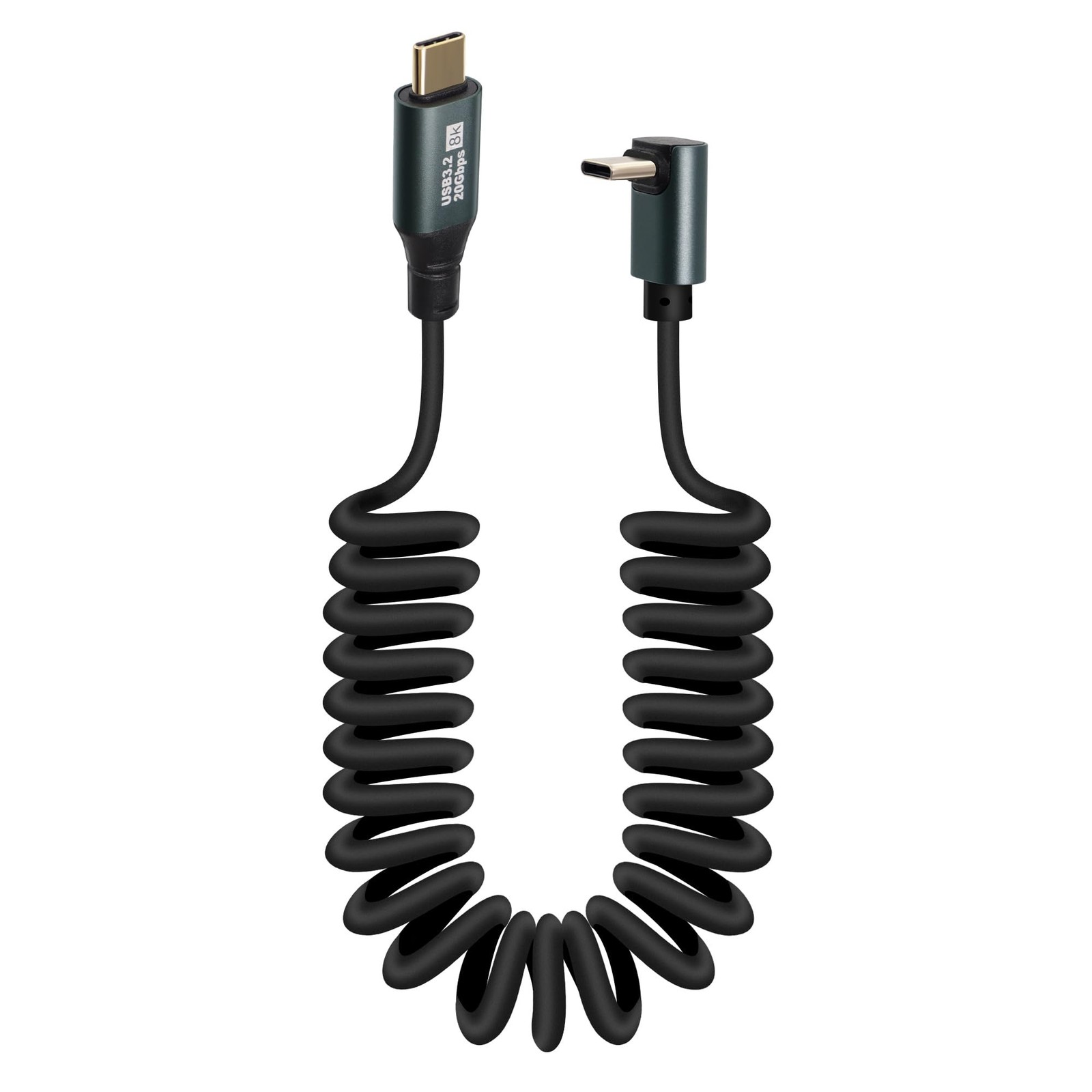 GELRHONR 90 Degree USB C to 90 cm (stretched) / 150 (extended), Black