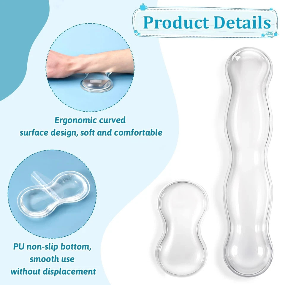 Gel Wrist Rest for Keyboard Clear Anti-Slip Mouse Pad Cute Ergonomic White Silic