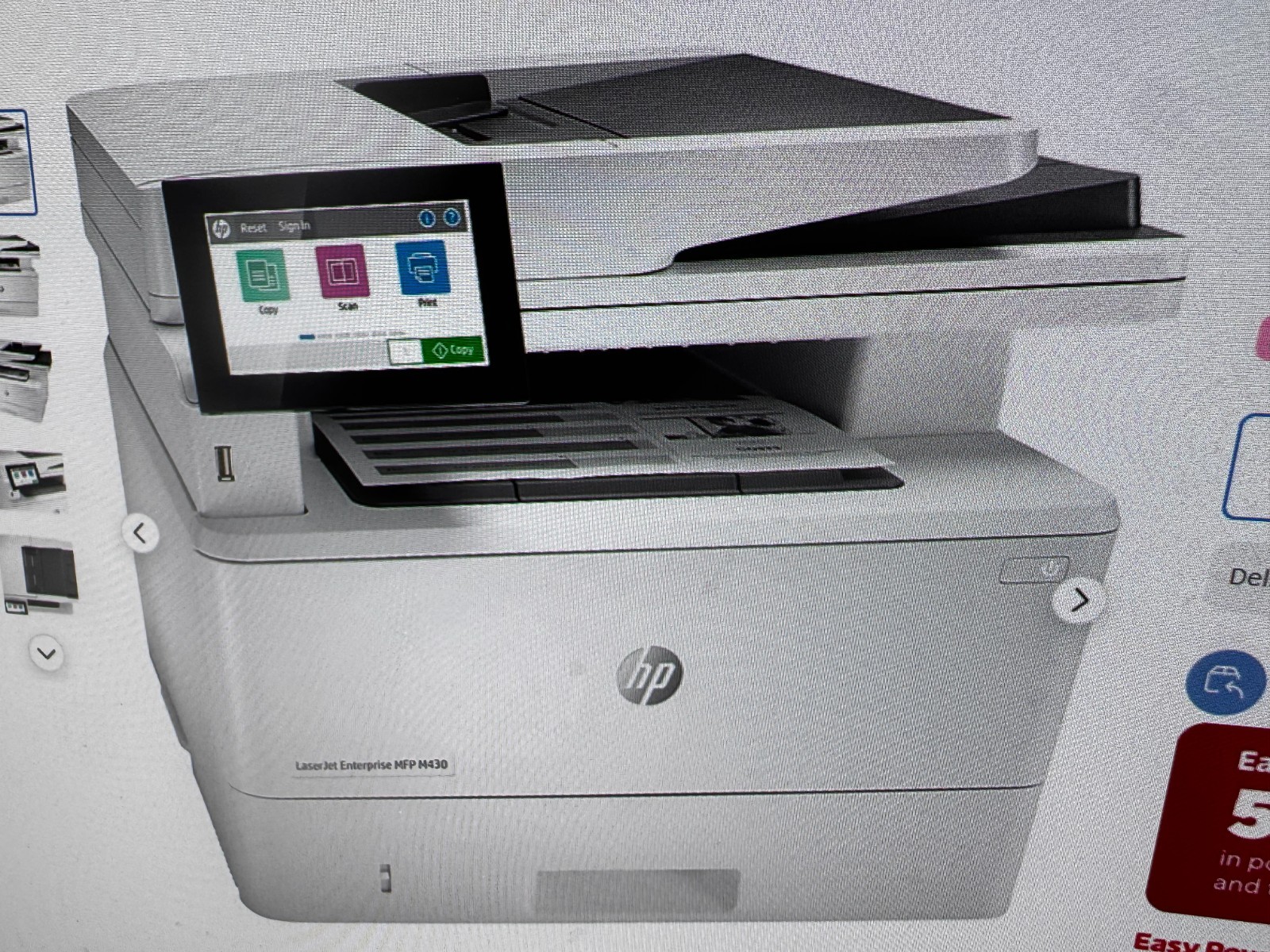 HP LaserJet Enterprise MFP M430f All-In-One Monochrome Laser Printer - White
