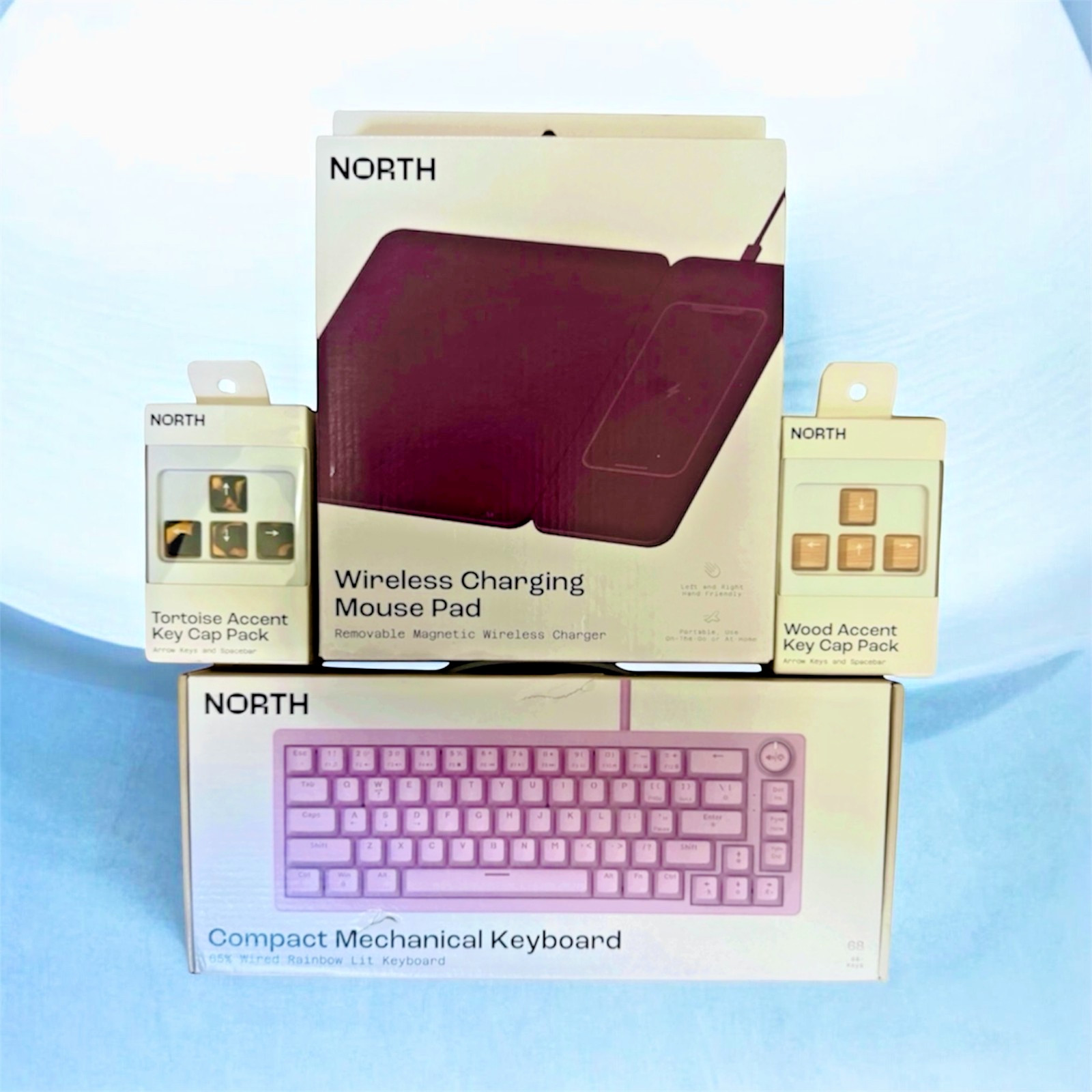 NORTH Compact Set. Keyboard, Wireless Mouse Pad, Key Caps. New In Box/.