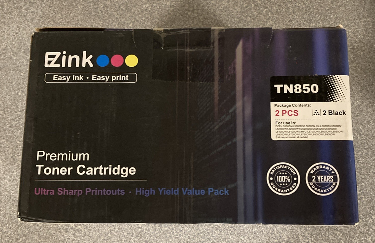 TWO (2) EZink EZ Ink TN850 Black Toner Cartridge
