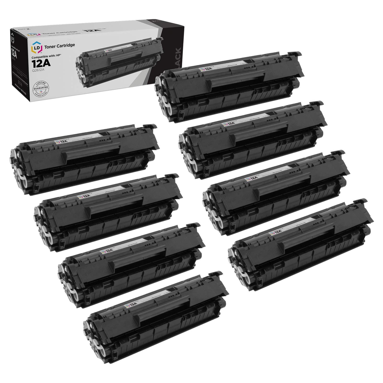 LD 8PK Comp Black Laser Toner Cartridge for HP 12A Q2612A LaserJet 1010 1012
