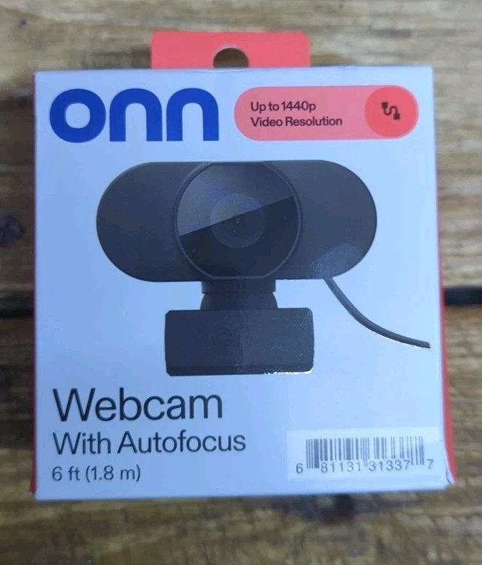 Onn Surf 1440P Webcam with Autofocus & Built-In Microphone - Black (100123829)